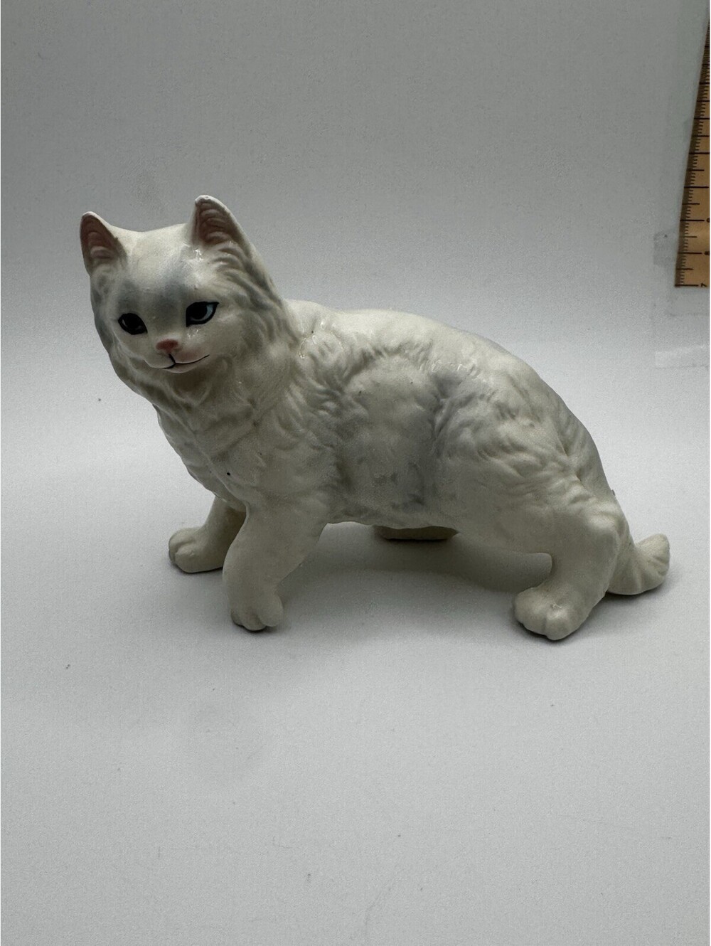 Vintage White Persian Cat figurine Blue eyes